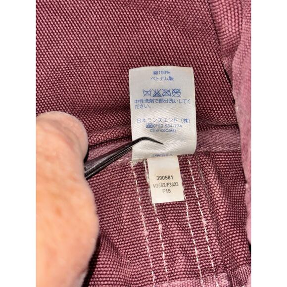 LANDS END Heavyweight Canvas Tote Open Maroon Pockets Inside & Out Key Fob Med - Picture 11 of 16